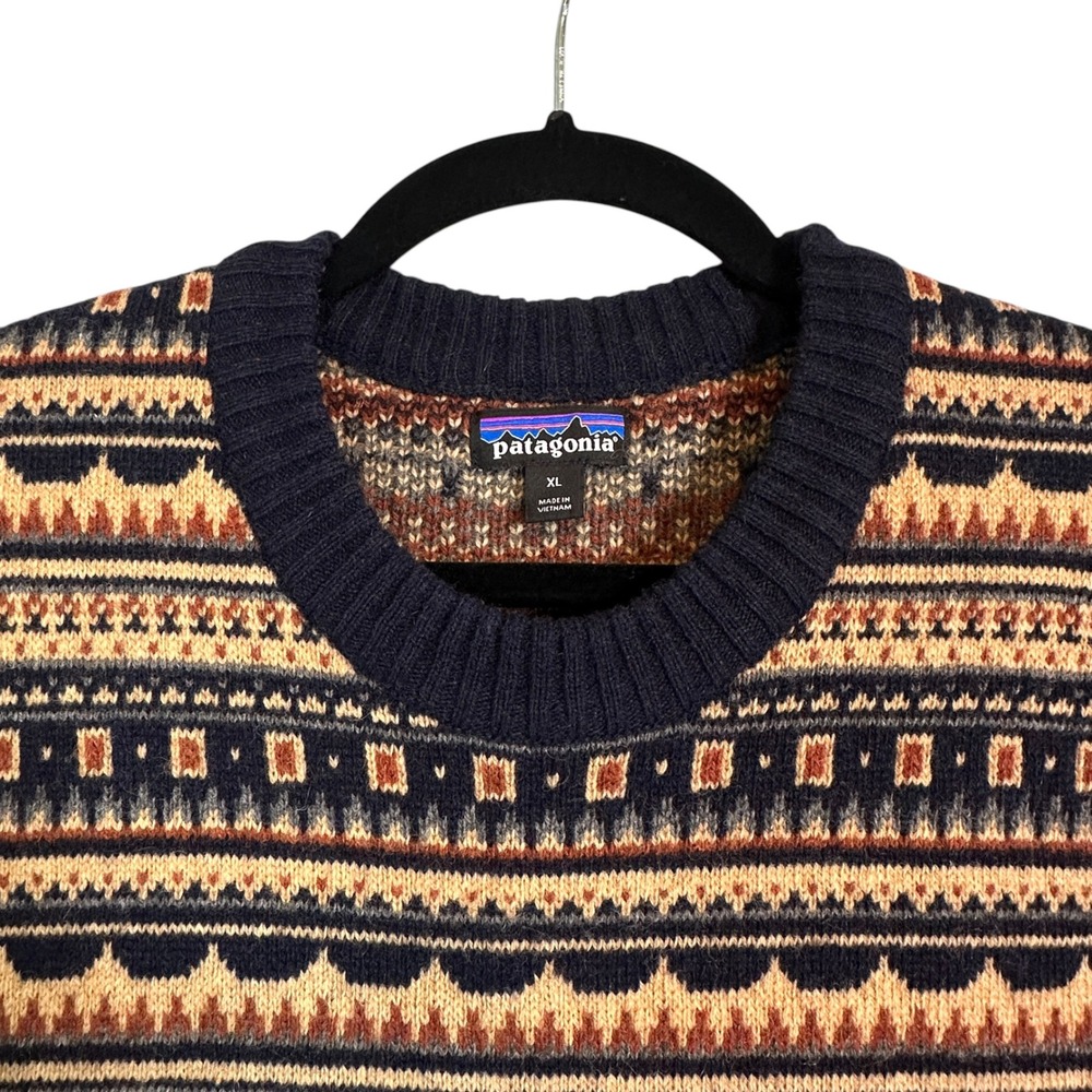 Patagonia Sweater Recycled Wool Cottage Isle XL Knit Fair Isle New Navy - Picture 6 of 15